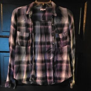 Maurices Purple Plaid Button Down Shirt
